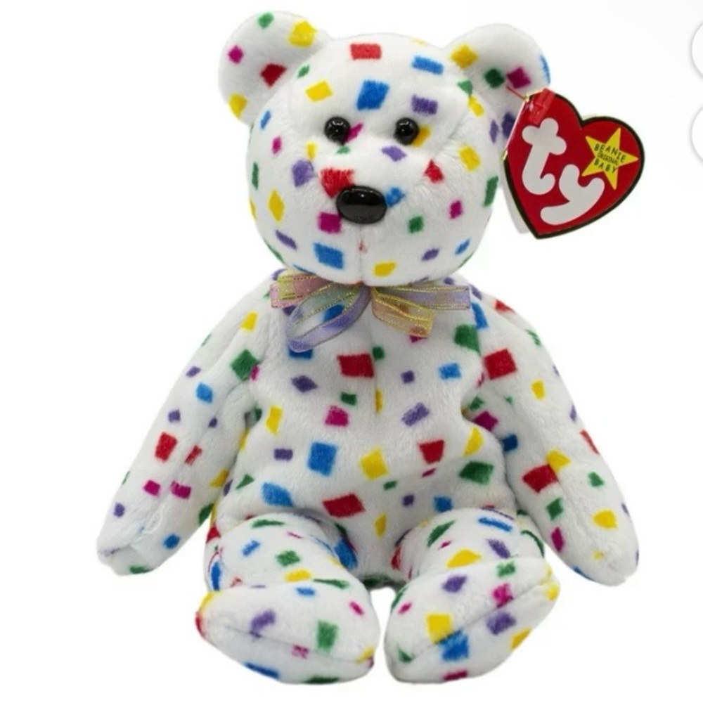TY 2K Beanie Baby for the new Millennium 2000 confetti print limited edit